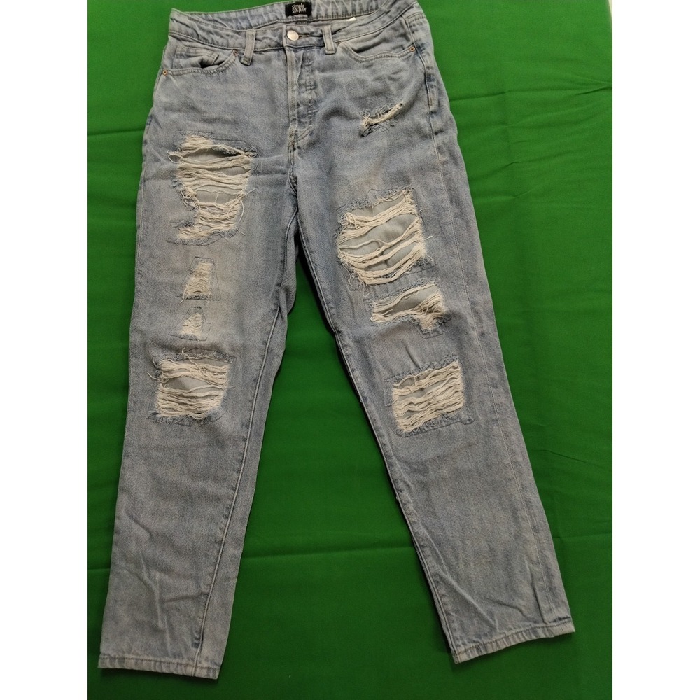 Simple Society Distressed Straight Leg Jeans Women 5/27 Light Blue